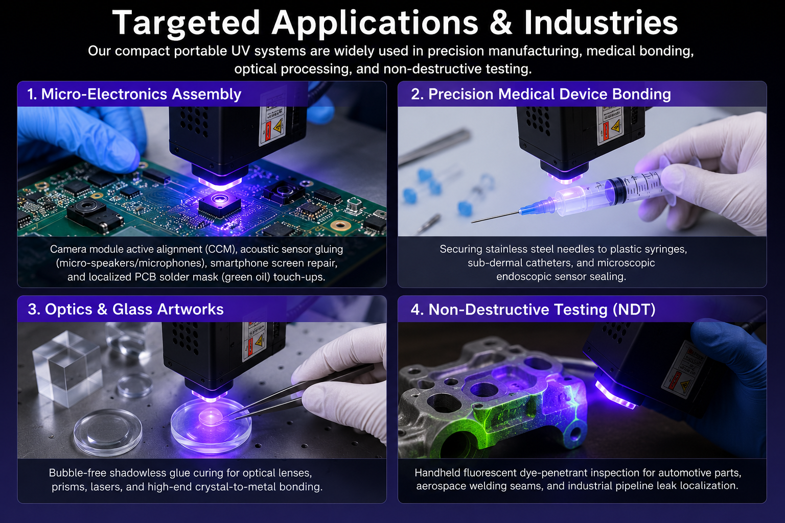 High-Intensity 365nm UV LED Curing System with 40x40mm Curing Area and Portable Design