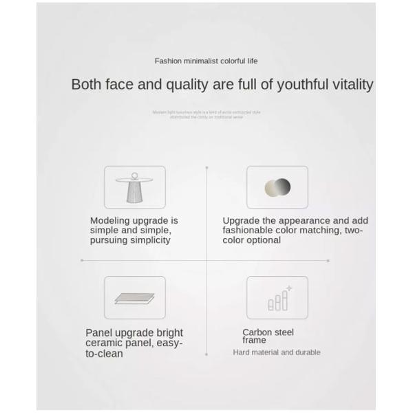 Round Slate Coffee Center Table Home Light Luxury Style 80x37cm