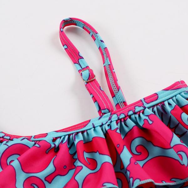 Kid's sea horse print one shoulder off swimwear one piece swimsuit