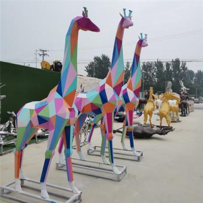 FRP Colorful Giraffe Sculpture To Figure Custom 300CM