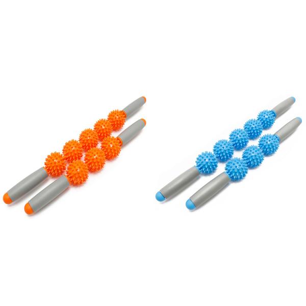 Light Blue 54cm Slipfree Massage Roller Ball Stick 3 Ball Eco Friendly PP Material
