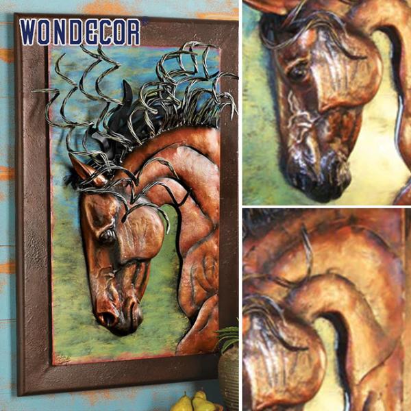 Лошадиная абстрактная металлическая скульптура на стене Медная отделка помещений