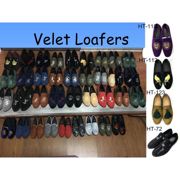 Yellow Mens Velvet Loafers Shoes Customized Pointed Toe Leather Loafers