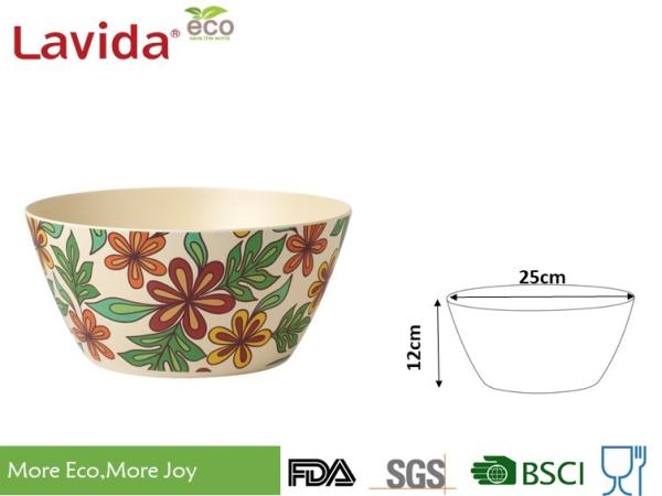 Classic Luxury Large Bamboo Soup Bowls Eco Friendly Unique Rustic Texture For Restaurant