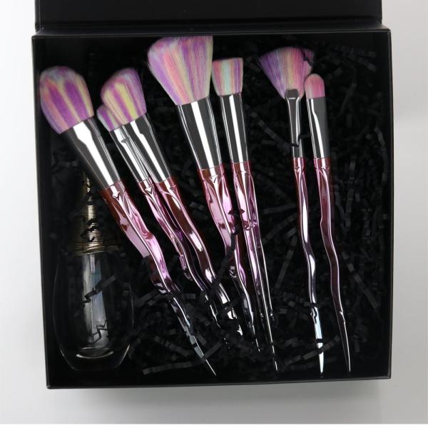Fantastic Cosmetic Rainbow Makeup Brush Set 7pcs Bristles And Plastic Handle