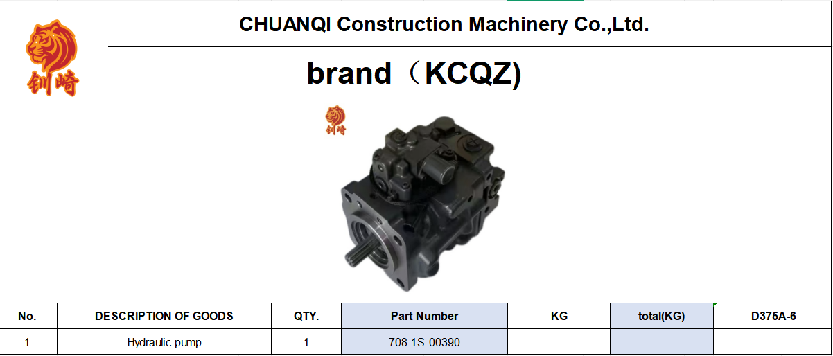 708-1W-00690 708-1S-00390 708-1S-00951 Construction Machinery Bulldozer D375A-6 Hydraulic Pump Assembly