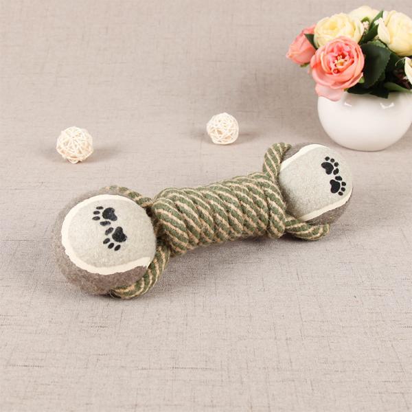 Tennis Balls Nylon Rope Dumbbell Dog Toy