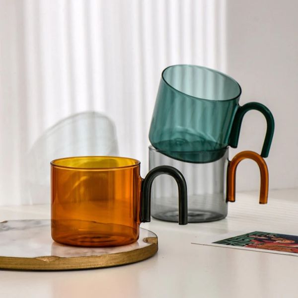 Classic Design 350ML Single Wall Glass Mug High Borosilicate Glass Cup With Handle