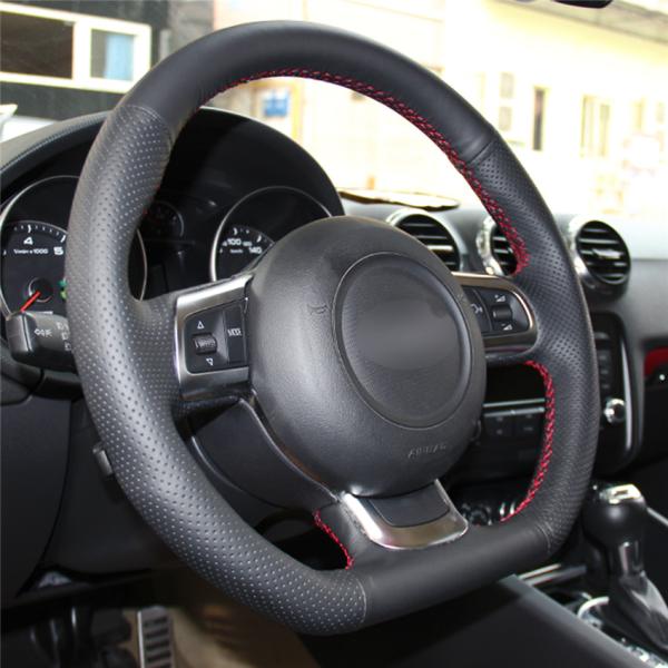 Hand Stitched Black Leather Steering Wheel Cover for Audi A3 8P S3 R8 TT TTS TT RS Ready