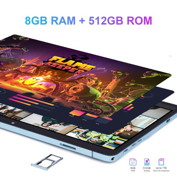 C idea 10.1 Inch Smart Tablet 10000mAh Battery 8GB+512GB with Bluetooth Keyboard and SIM Support for Education Learning