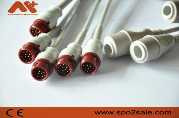fábrica médica do conector de conector de IBP compatível para o cabo do adaptador de Philips IBP com cor 12pin vermelha