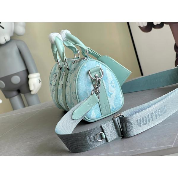 Сумка перемещения Keepall BandoulièRe 50 сумки вензеля LV дела дизайнерские голубая