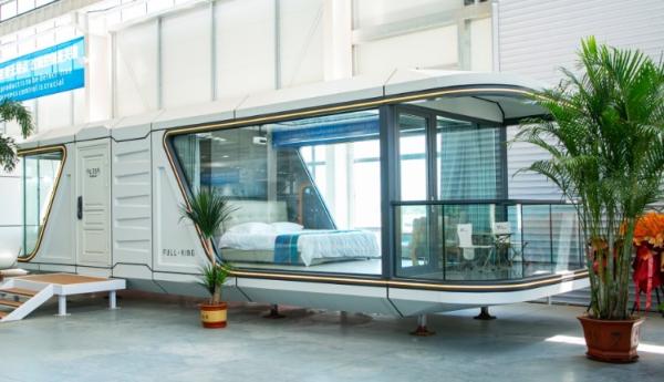 FULL KING B7 Villa extérieure préfabriquée chambre modulaire capsule mobile espace commercial capsule préfabriquée avec balcon et verrou de porte