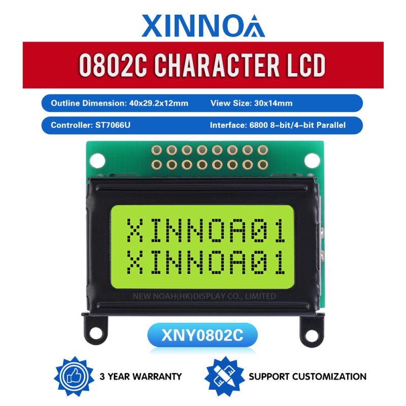 Yellow Green Film 0802C Character LCD Screen Development Of Ultra Small Module Support Solution
