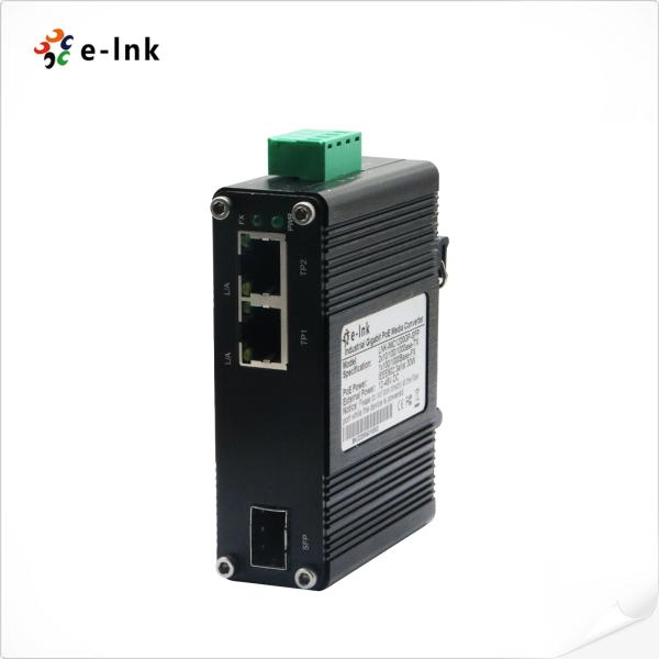Mini Industrial 1-Port 100/1000X SFP to 2-Port 10/100/1000T Ethernet Media Converter