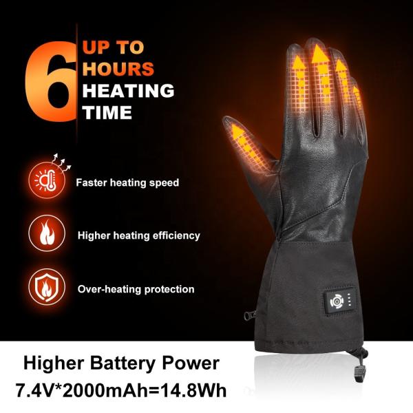 Do inverno caloroso recarregável das luvas do plutônio C.C. rachada impermeável 7.4v 12v 2200 do dedo 5V USB 2600 3000Mah