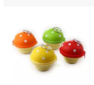 New creative gift product mushroom keychain money box coin bank card organizer pull buckle