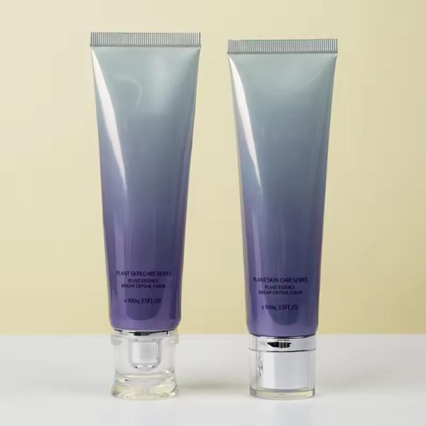 Tuyau d' huile pour les yeux en aluminium Tuyau de crème pour les yeux brillante 2 en 1 avec bouchon à vis