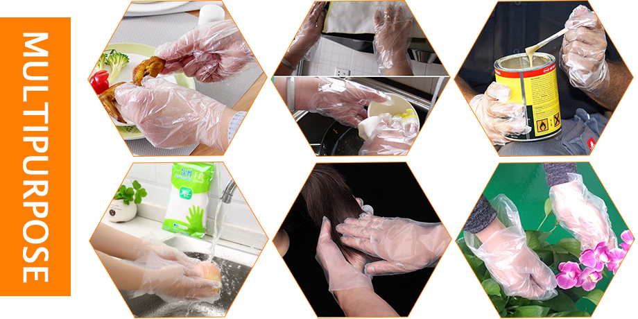 Ambidextrous High Density Polyethylene Gloves Kitchen Use Plastic Disposable Gloves