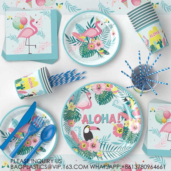 New Pink Flamingos Birthday Party Tableware Set Disposable Party Paper Plate Decoration Children'S Birthday