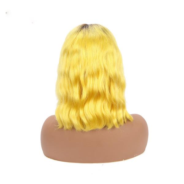 Thick Lace Frontal Bob Wigs Human Hair 1b / Yellow Body Wave Wig
