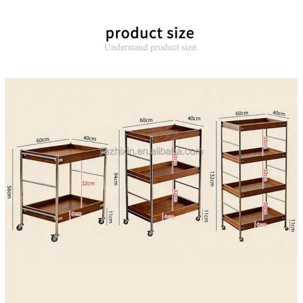 4 Tier Metal With Wheels Kitchen Fruit Vegetable Rack Sofa Coffee Tea Table Bedroom Bedside Organizer Stand Snack Trolley Shelf