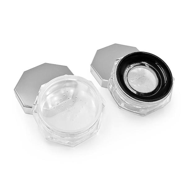 Round Transparent Loose Powder Case with Twist to Open Lid 15g Capacity Customizable Logo