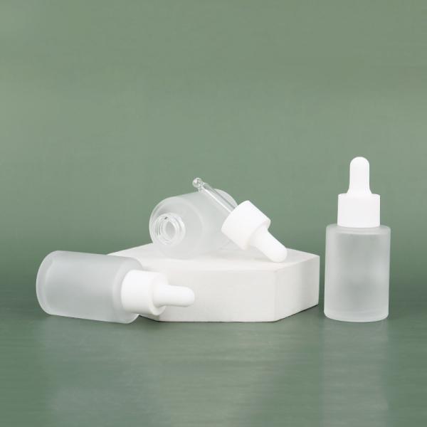 1oz Cylinder Flat Shoulder Frosted Dropper Essential Oil Bottle for Other Cosmetic within Glass Material