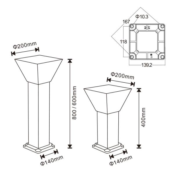 Bollard LED Solar Pathway Lights IP65 Weather Resistant For Courtyards