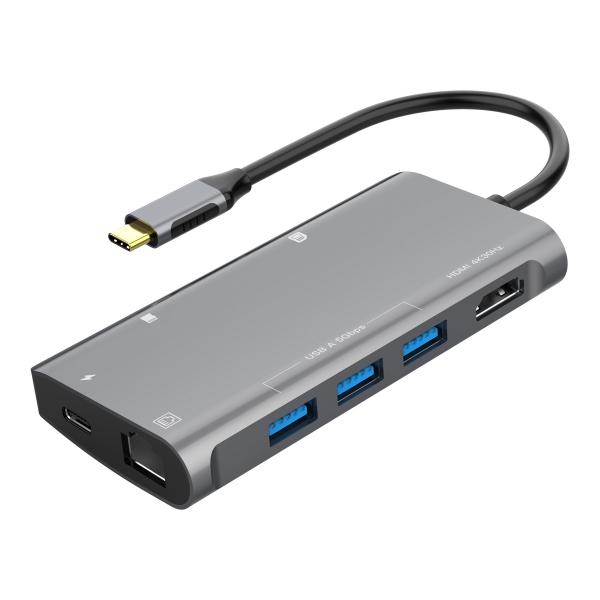 ROHS 8 In 1 USB HUB ODM RJ45 USB HUB PD Power Deliver Adapter