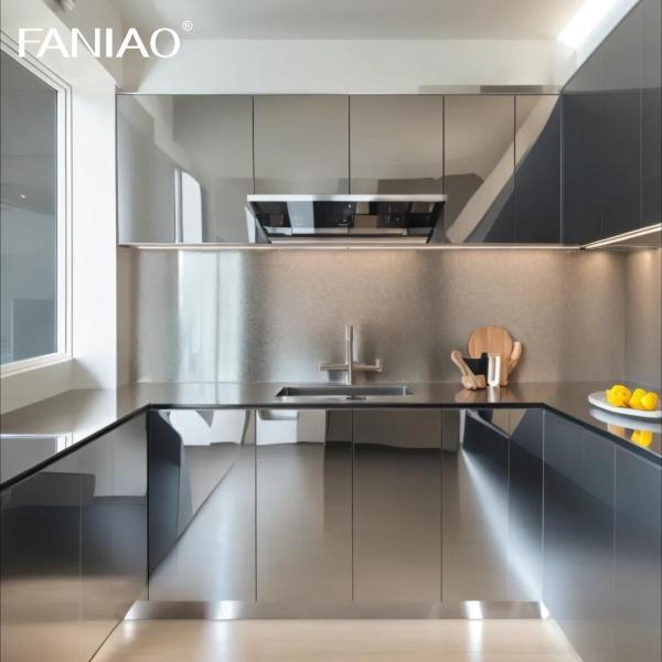 Factory Price Modern Style Design Aluminum Kichen Luxury Island Complete Stainless Steel Kitchen Cabinet