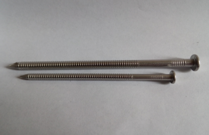 4.0 X 100MM Ring Shank Nails For Wood , Stainless Steel Flat Head Nails