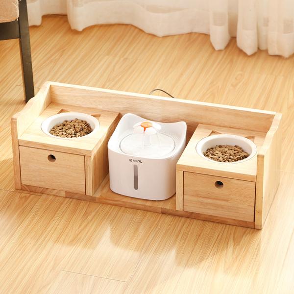 OEM Bamboo Wooden Raised Dog Bowls Elevated For Food Water Feeding