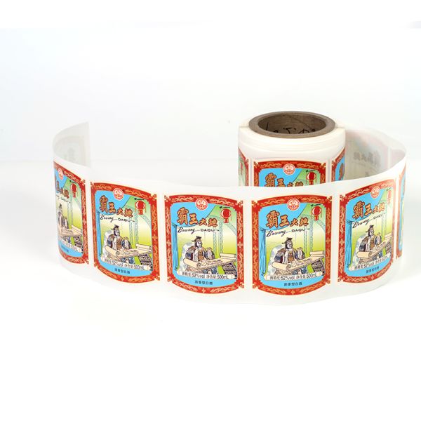 Logo Printing Coated Paper Adhesive Label Personalized Glass Bottle Clear Sticker Printing on Roll
