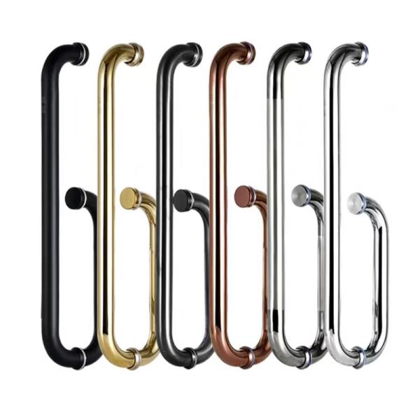 Hotel Round Tube Shower Door Glass Handle Seven And L Shaped High Strength