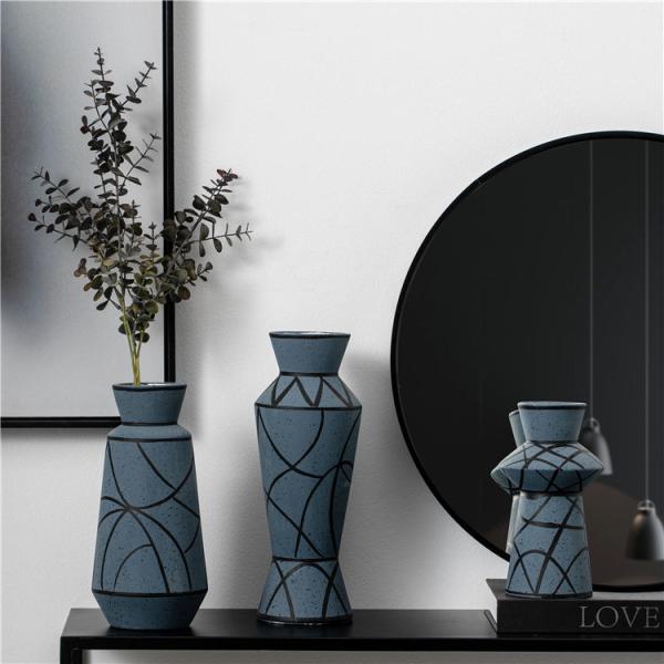 New Design Modern Wedding Centerpiece Decorative Nordic Porcelain Flower Vases Matt Blue Ceramic Vase For Decor