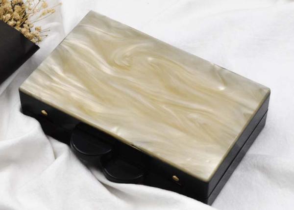 Big Eye Pattern Box Clutch Bag , Beige Color Ladies Clutch Bags