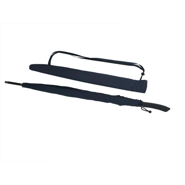 Navy Blue Small Windproof Umbrella Black Metal Double Ribs Straight Handle