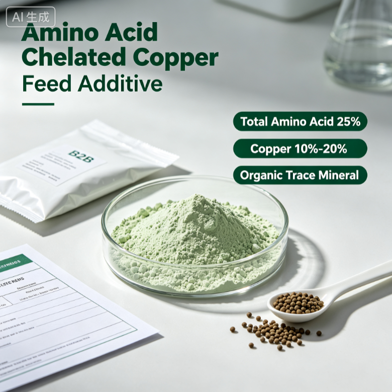 Amino Acid Chelated Copper Feed Additive, Organic Chelated Trace Mineral, Amino Acid 25%, Copper 10%-20% for Livestock, Poultry & Aquaculture