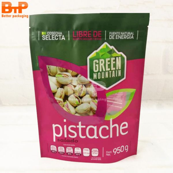 950g Pistachio Nuts Stand up Zipper PET Laminated PE Packaging Pouch for Snack Bag Dried Fruit Doypack Package