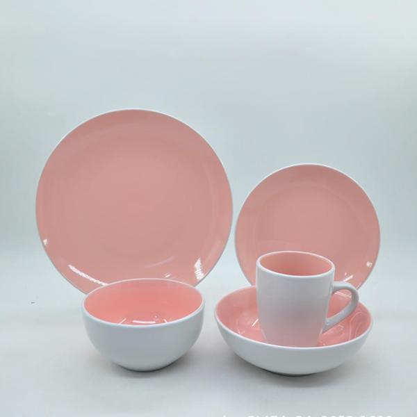 Pink Green Craftsman Ceramic Dinnerware Sets 16 Piece Dinner Set