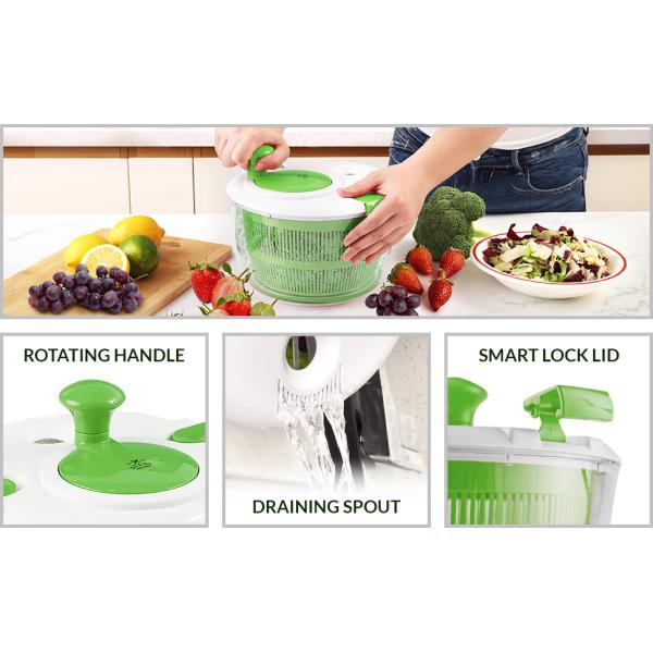 Comfortable Handle 5L Large Lettuce Salad Spinner Dryer With Customized Logo Acceptable
