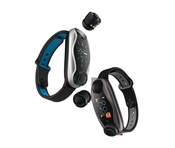 Fone de ouvido sem fio 2 de Bluetooth do bracelete magnético do Smart Watch 0.96inch TFT da correia do silicone em 1