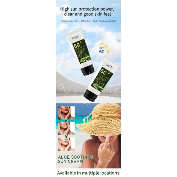 Hydratant visage à l'oxyde de zinc ODM, écran solaire naturel waterproof, hydratant facial blanchissant SPF50 PA++