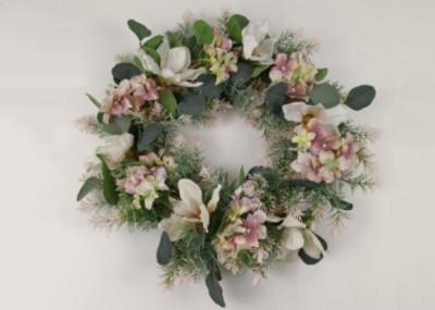 Artificial Yulan Magnolia Flower French Hydrangea Wreath 50cm