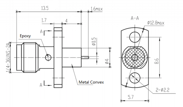 18GHz two Holes Flange Mount Jack SMA RF Connector for Phased Array Radar System