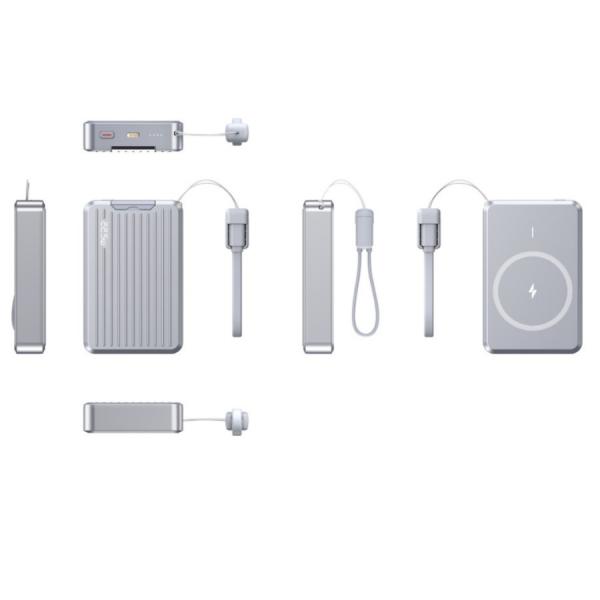 Cellphone 10000mAh Magnetic Wireless Power Bank With Fast Charging Built In Cable