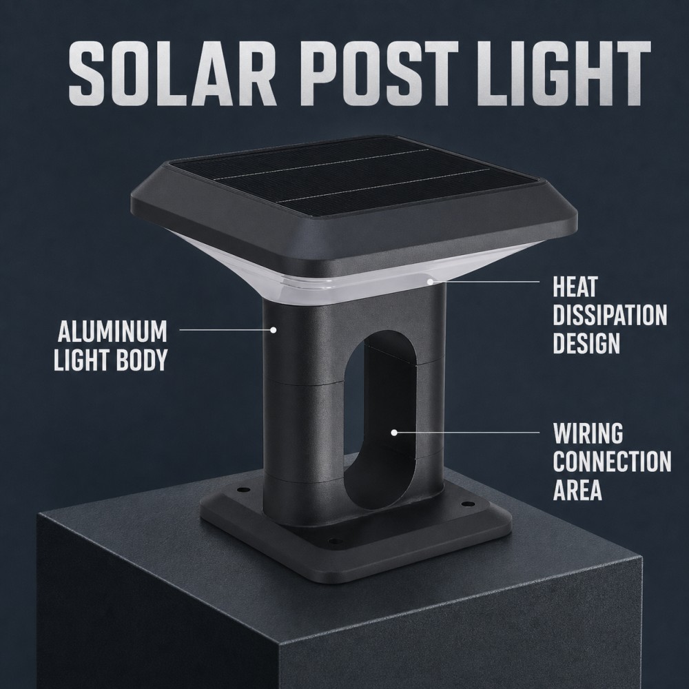 Low Power 5W OSRAM 2835 LED Solar Post Top Lights UV Resistant With Aluminum Housing
