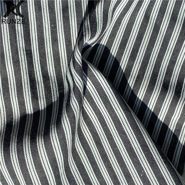 Striped Soft Textured Polyester Cotton Blend Fabric for Women's Clothing and Dresses