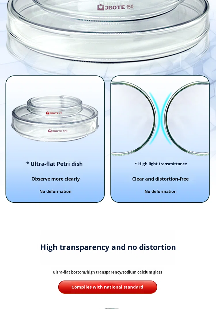 Sodium Calcium Glass Petri & Cell Bacterial Culture Dishes High Temperature Resistant Large Capacity